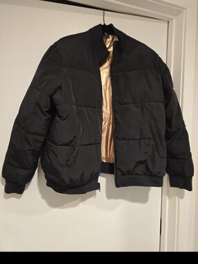 Express Black Bomber Jacket with Gold Interior